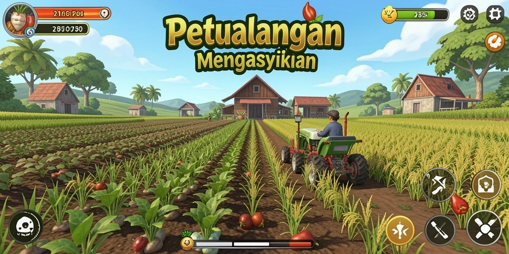 Tampilan gameplay 2757 menampilkan aktivitas pertanian yang menyenangkan.