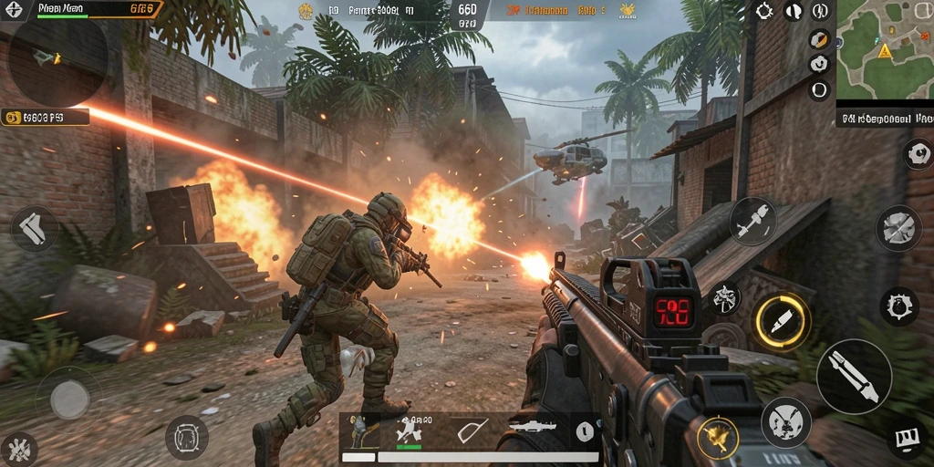 Screenshot gameplay 66D yang menunjukkan aksi tembak-menembak yang mendebarkan.
