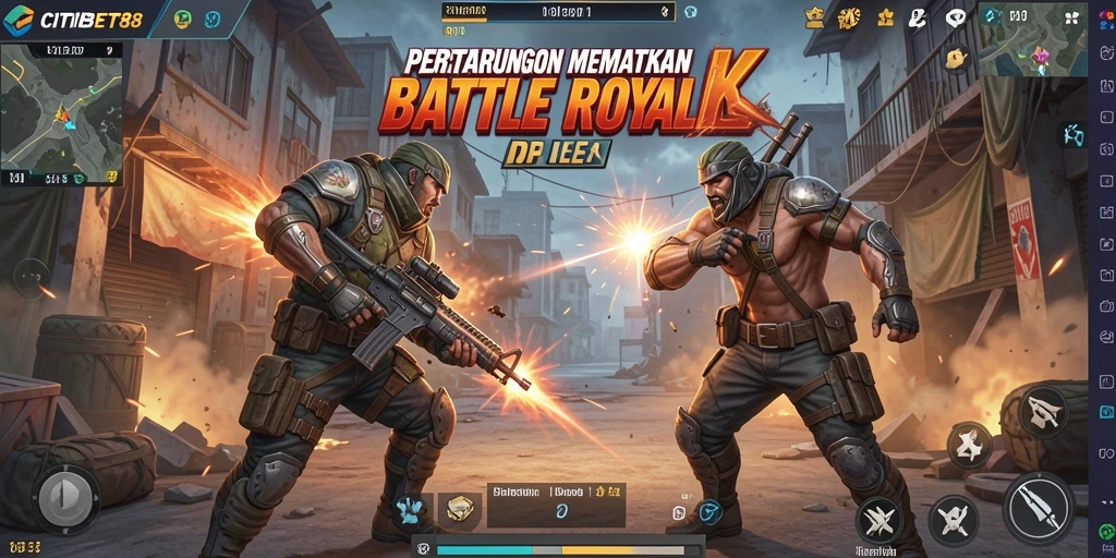Tampilan gameplay citibet88 yang seru dalam pertempuran Battle Royale.