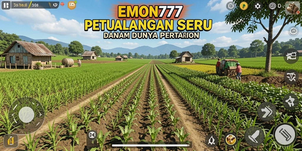 Tampilan menarik dari gameplay pertanian di EMON777.