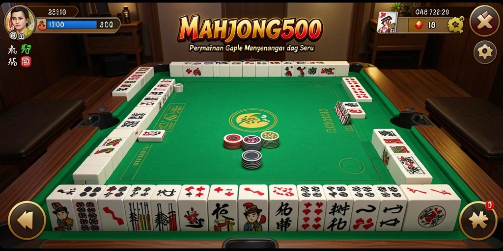 Tampilan utama gameplay MAHJONG500 yang seru dan interaktif.