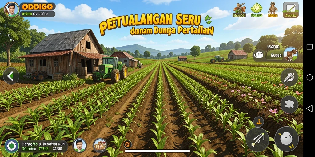 Tampilkan gameplay seru di ODDIGO dengan berbagai aktivitas pertanian.