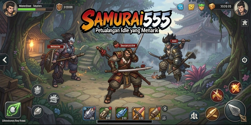 Tampilan screenshot utama SAMURAI555 yang menampilkan gameplay Idle yang mengasyikkan.