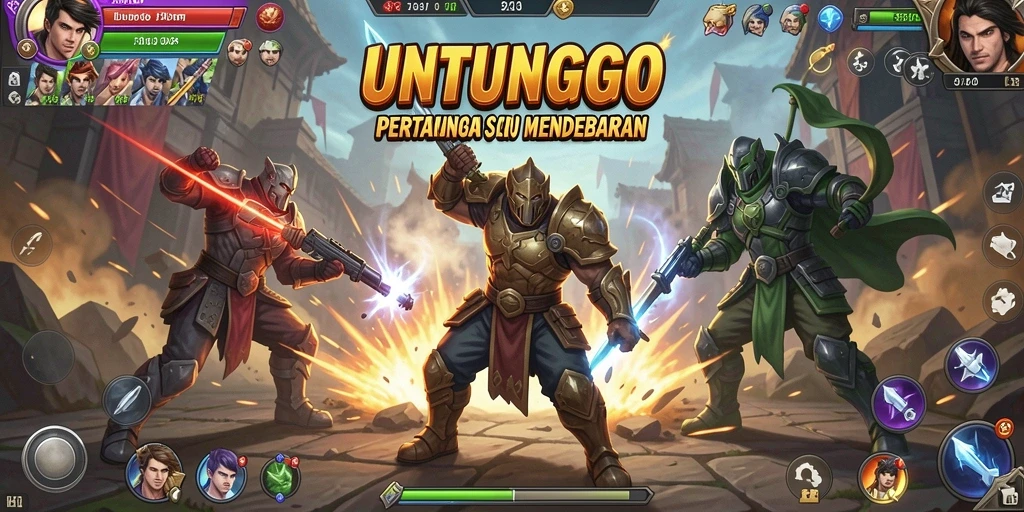 Tampilan gameplay UNTUNGGO yang seru dan intens dalam pertarungan.